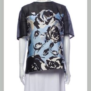St John floral print crew neck top XL US 12
